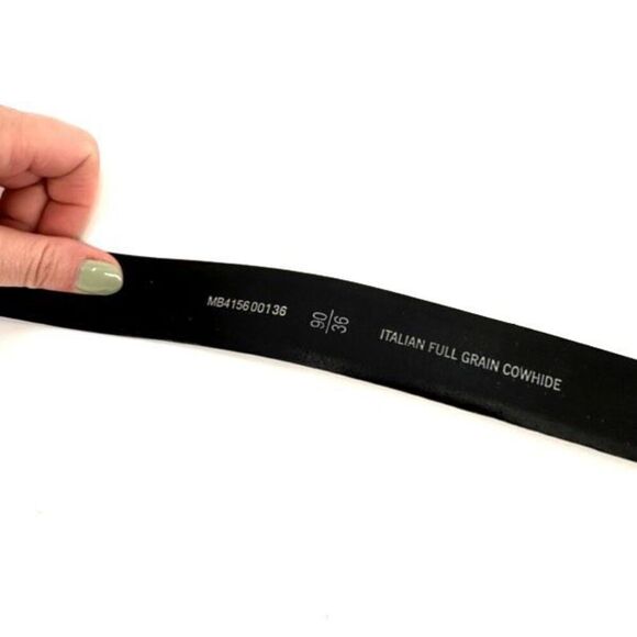 Fossil Mens Italian Full Grain Cowhide Silver Buckle Waist Belt Black Size 90/36 - Picture 3 of 12